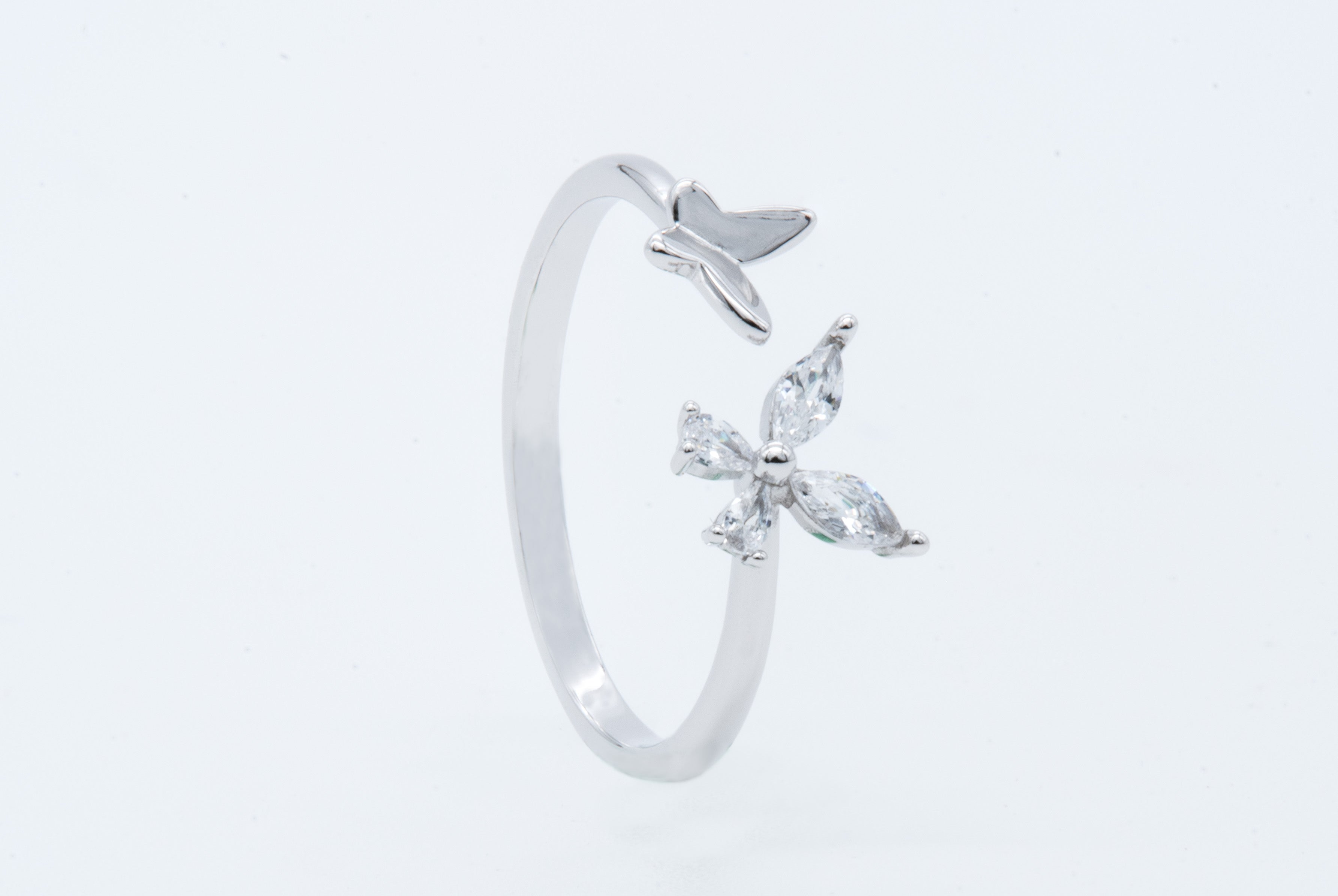 Delicate Butterfly Silver Open Ring
